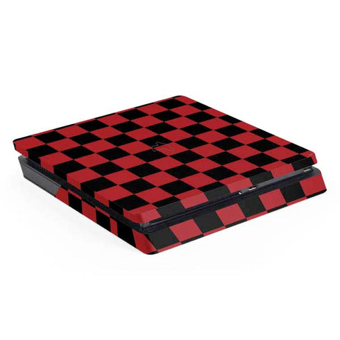 Red and Black Checkerboard PS4 Slim Skin