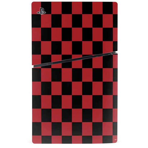 Red and Black Checkerboard PS5 Slim Disk Bundle Skin
