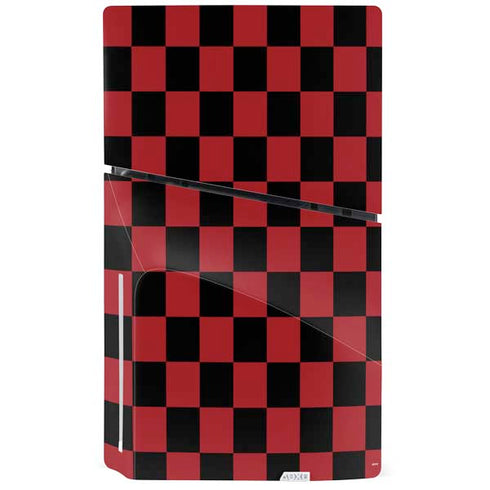Red and Black Checkerboard PS5 Slim Disk Console Skin