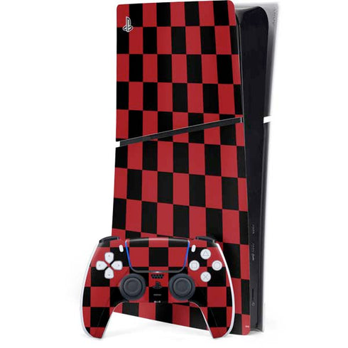 Red and Black Checkerboard PS5 Slim Digital Edition Bundle Skin