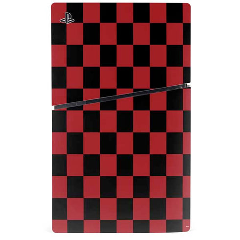 Red and Black Checkerboard PS5 Slim Digital Edition Console Skin