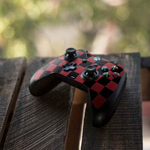 Red and Black Checkerboard Xbox One Elite Controller Skin