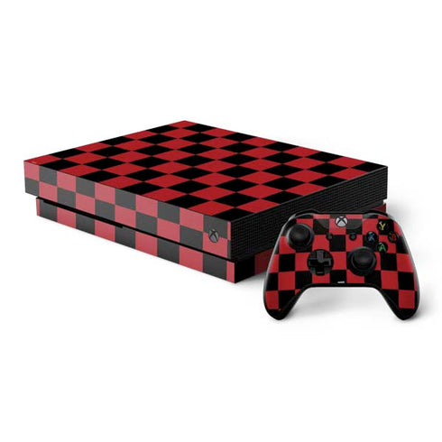 Red and Black Checkerboard Xbox One X Bundle Skin