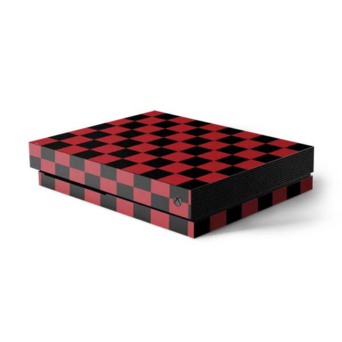 Red and Black Checkerboard Xbox One X Console Skin