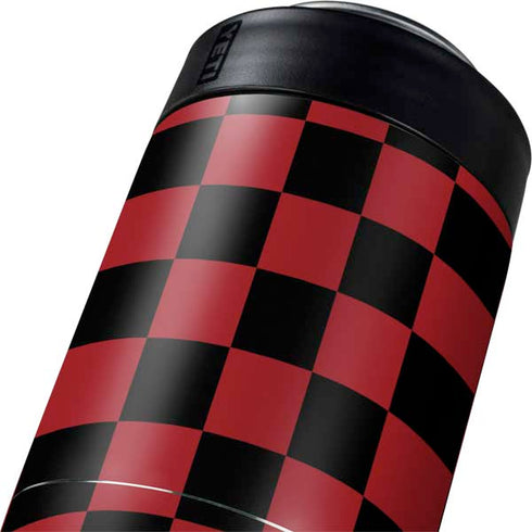 Red and Black Checkerboard Yeti Colster Can Insulator Skin