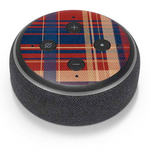 Red and Blue Plaid Amazon Echo Dot Skin