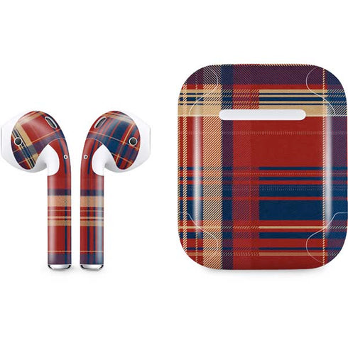 Red and Blue Plaid Apple AirPods Skin