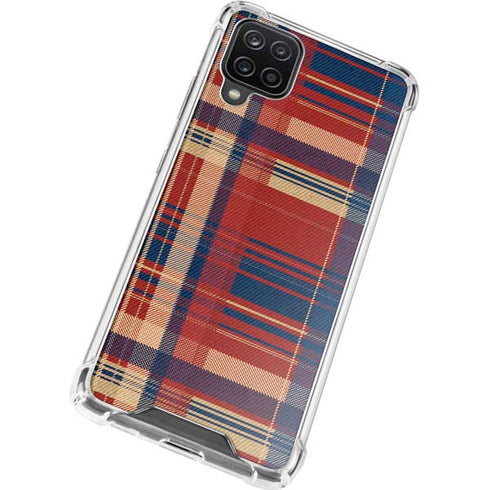 Red and Blue Plaid Galaxy A12 Clear Case