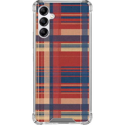 Red and Blue Plaid Galaxy A14 5G Clear Case