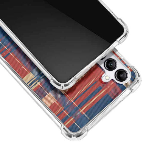 Red and Blue Plaid Galaxy A14 5G Clear Case