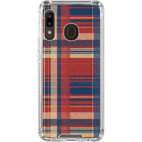 Red and Blue Plaid Galaxy A30 Clear Case
