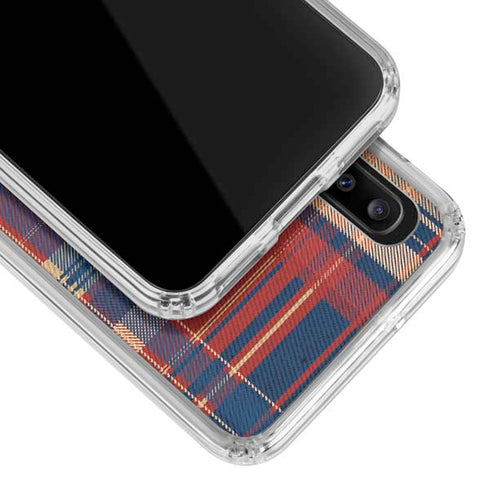 Red and Blue Plaid Galaxy A30 Clear Case