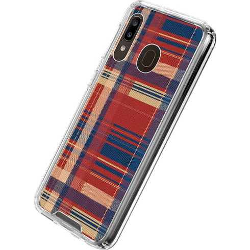 Red and Blue Plaid Galaxy A30 Clear Case