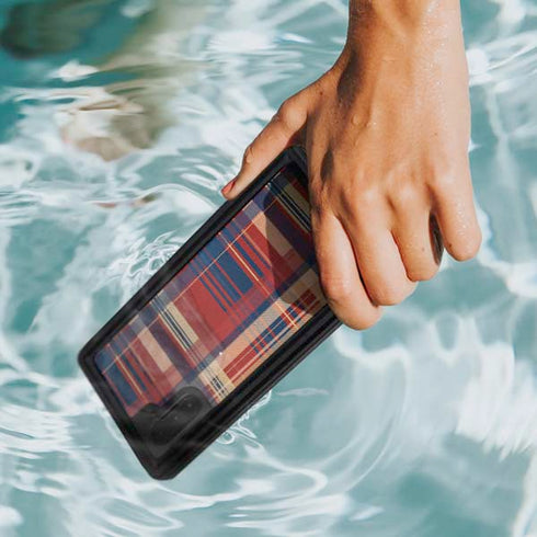 Red and Blue Plaid Galaxy Note 10 Waterproof Case