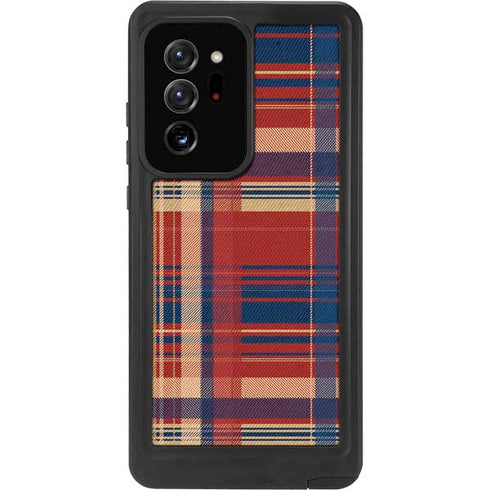 Red and Blue Plaid Galaxy Note20 Ultra 5G Waterproof Case