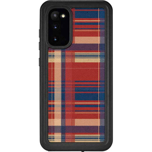 Red and Blue Plaid Galaxy S20 Waterproof Case