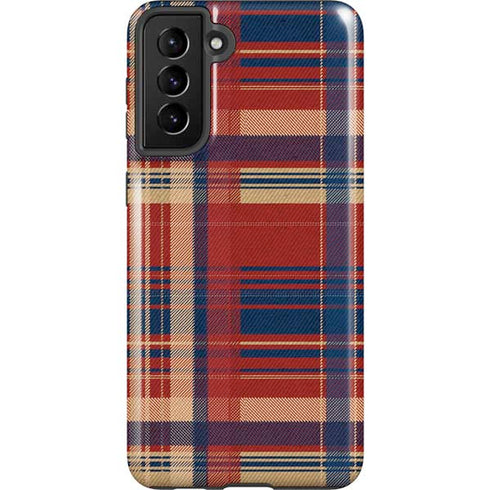 Red and Blue Plaid Galaxy S21 FE Pro Case