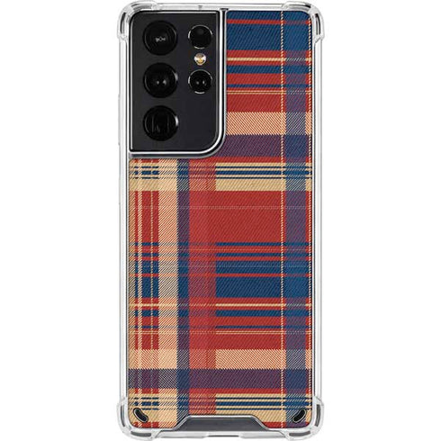 Red and Blue Plaid Galaxy S21 Ultra 5G Clear Case