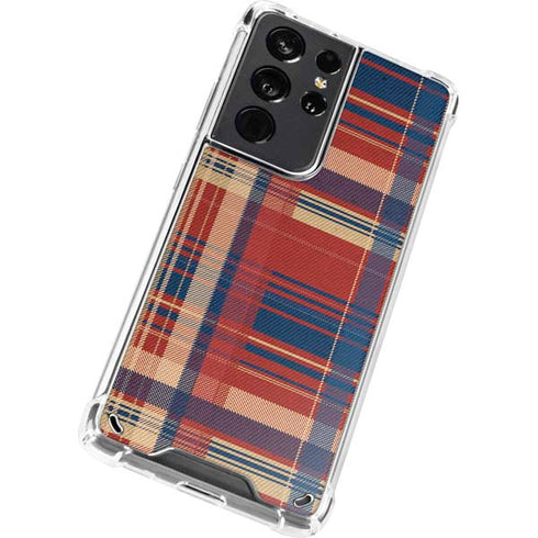 Red and Blue Plaid Galaxy S21 Ultra 5G Clear Case