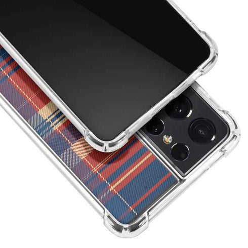 Red and Blue Plaid Galaxy S21 Ultra 5G Clear Case