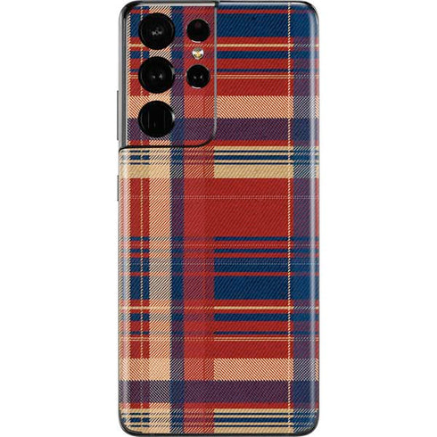 Red and Blue Plaid Galaxy S21 Ultra 5G Skin