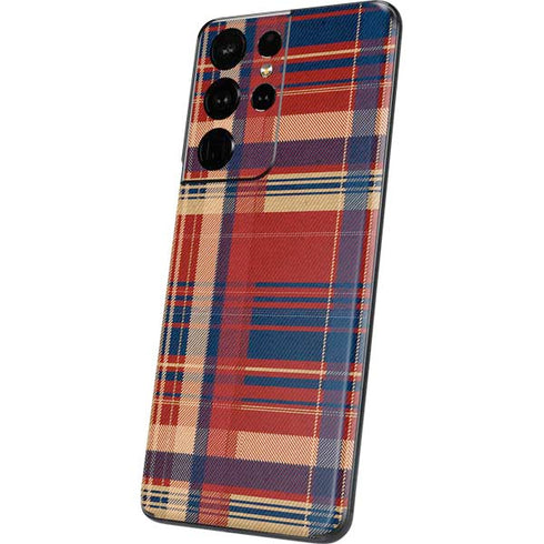 Red and Blue Plaid Galaxy S21 Ultra 5G Skin