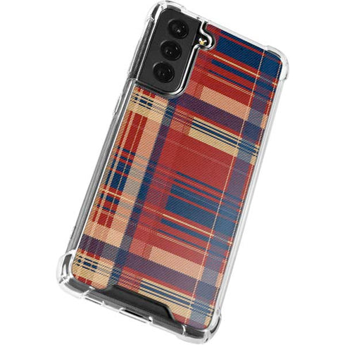 Red and Blue Plaid Galaxy S22 Clear Case