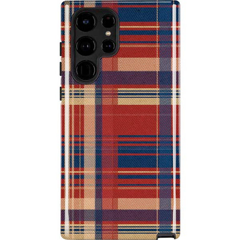 Red and Blue Plaid Galaxy S22 Ultra Pro Case