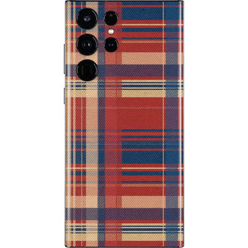 Red and Blue Plaid Galaxy S22 Ultra Skin