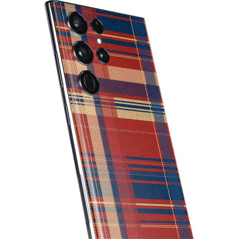 Red and Blue Plaid Galaxy S22 Ultra Skin