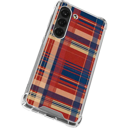 Red and Blue Plaid Galaxy S23 Clear Case