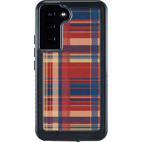 Red and Blue Plaid Galaxy S23 Plus Waterproof Case