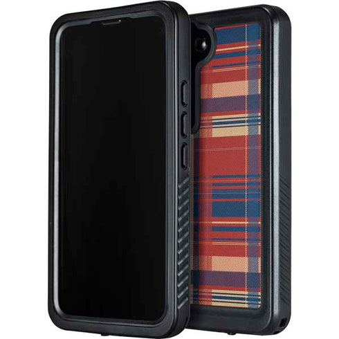 Red and Blue Plaid Galaxy S23 Plus Waterproof Case