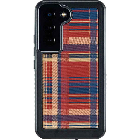 Red and Blue Plaid Galaxy S23 Waterproof Case
