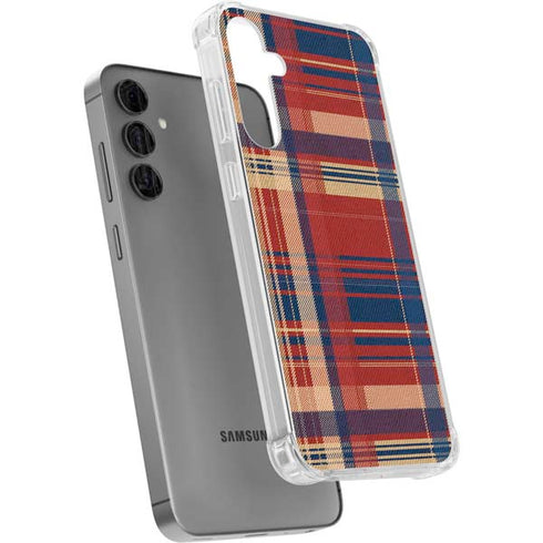 Red and Blue Plaid Galaxy S24 Plus Clear Case