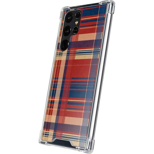 Red and Blue Plaid Galaxy S24 Ultra Clear Case