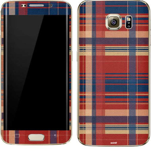 Red and Blue Plaid Galaxy S7 Edge Skin