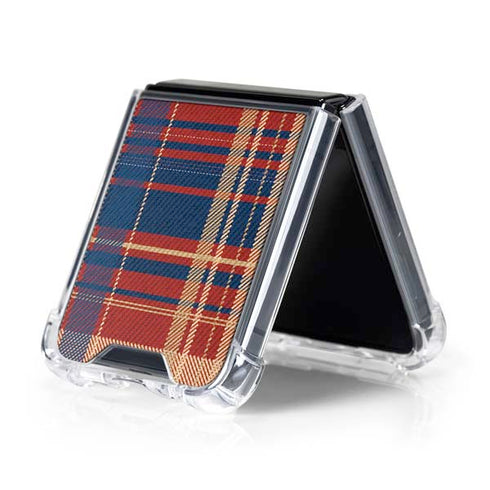 Red and Blue Plaid Galaxy Z Flip5 5G Clear Case