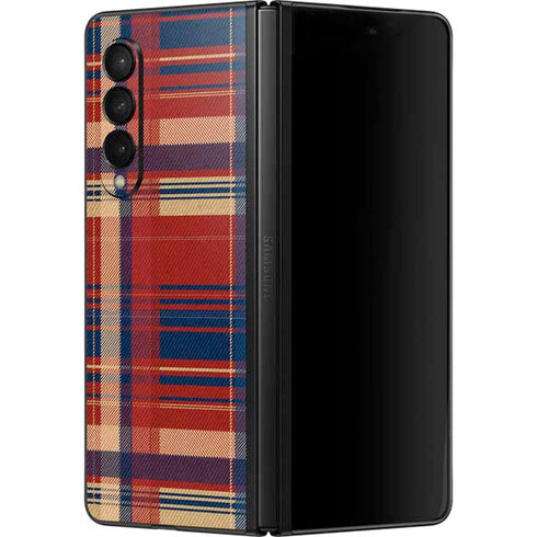 Red and Blue Plaid Galaxy Z Fold3 5G Skin