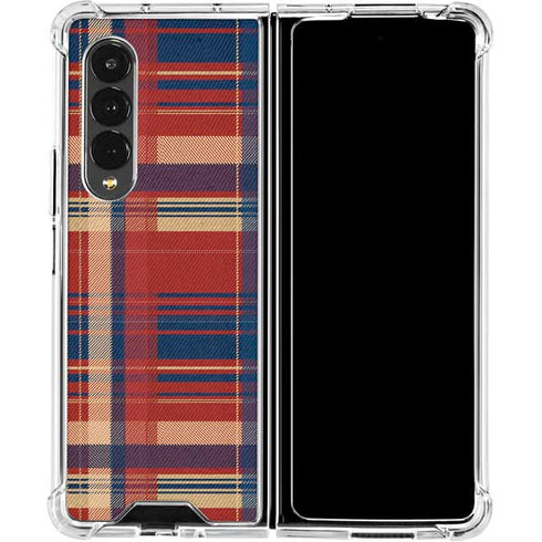 Red and Blue Plaid Galaxy Z Fold4 5G Clear Case