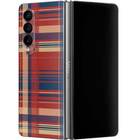Red and Blue Plaid Galaxy Z Fold4 5G Skin