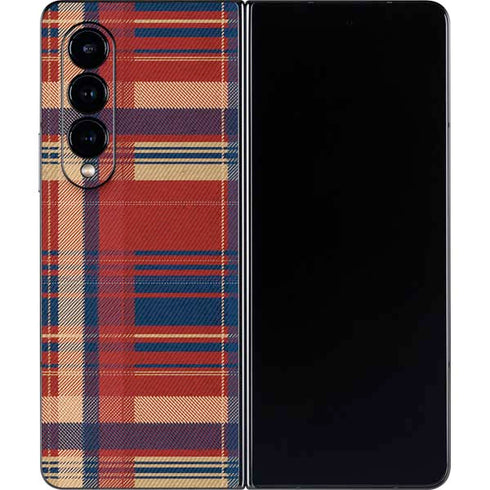 Red and Blue Plaid Galaxy Z Fold4 5G Skin