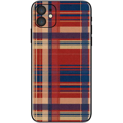 Red and Blue Plaid iPhone 11 Skin