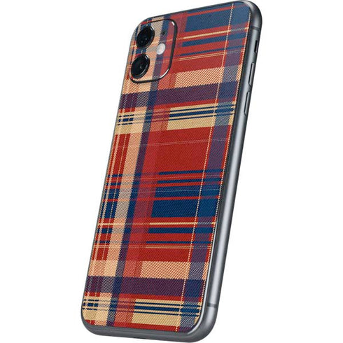 Red and Blue Plaid iPhone 11 Skin