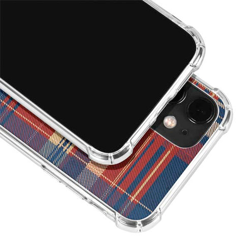 Red and Blue Plaid iPhone 12 Clear Case