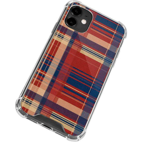 Red and Blue Plaid iPhone 12 Clear Case