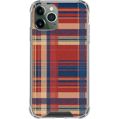 Red and Blue Plaid iPhone 12 Pro Clear Case