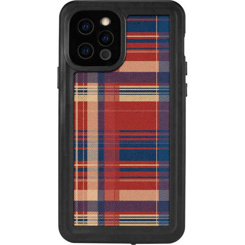 Red and Blue Plaid iPhone 12 Pro Waterproof Case
