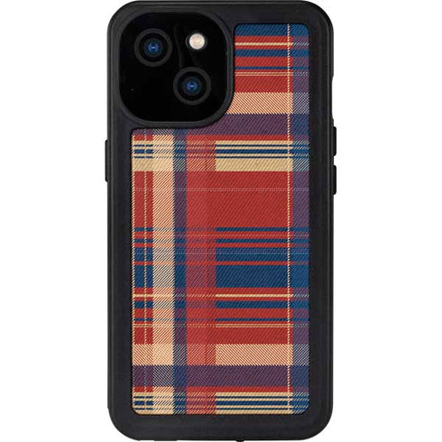 Red and Blue Plaid iPhone 13 Mini Waterproof Case