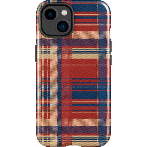 Red and Blue Plaid iPhone 15 Plus Impact Case